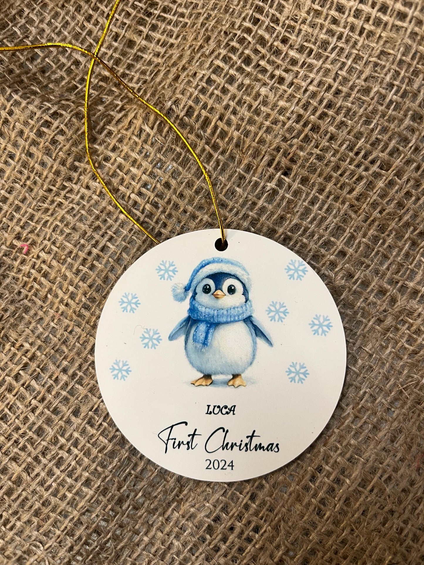 Ornamento Natalizio Primo Natale Stampato su entrambi i lati o su un solo lato-Personalizzato con il nome