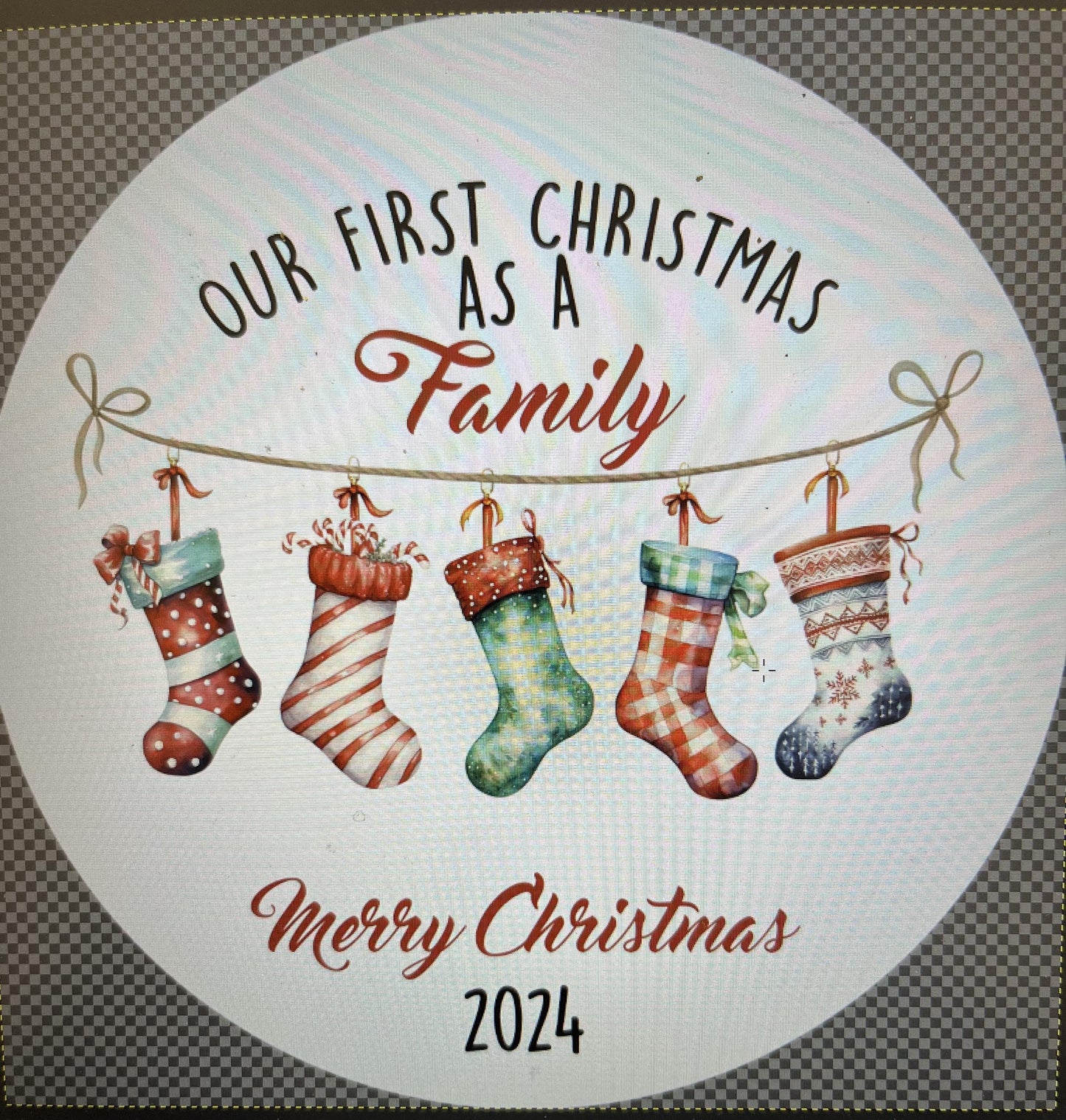 Ornamento Natalizio La Nostra Famiglia Stampato su entrambi i lati o su un solo lato-Personalizzato con il nome