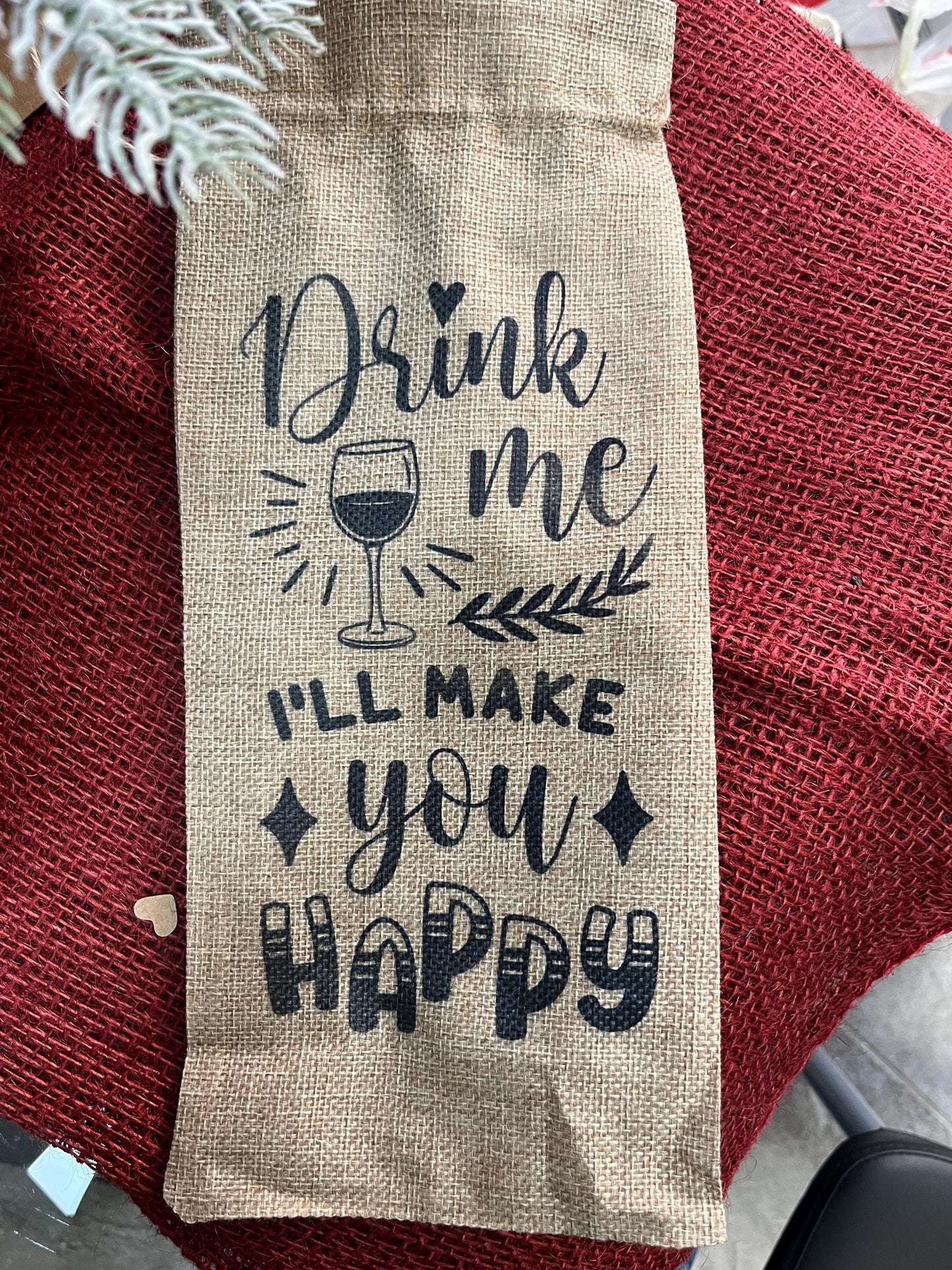 Borsa in juta porta vino riutilizzabile possibilità di personalizzarla con altre scritte