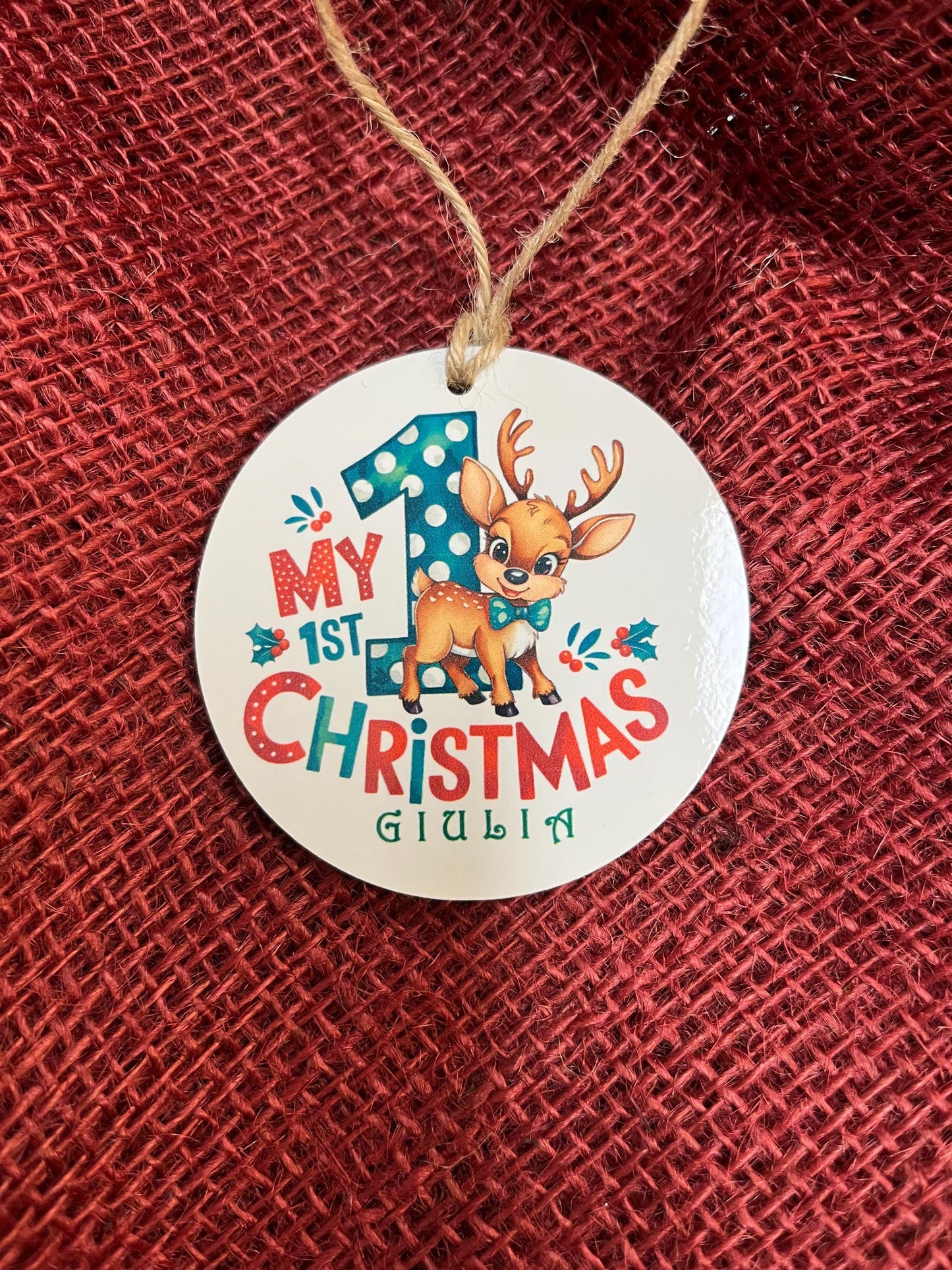 Ornamento Natalizio Primo Natale Stampato su entrambi i lati o su un solo lato-Personalizzato con il nome