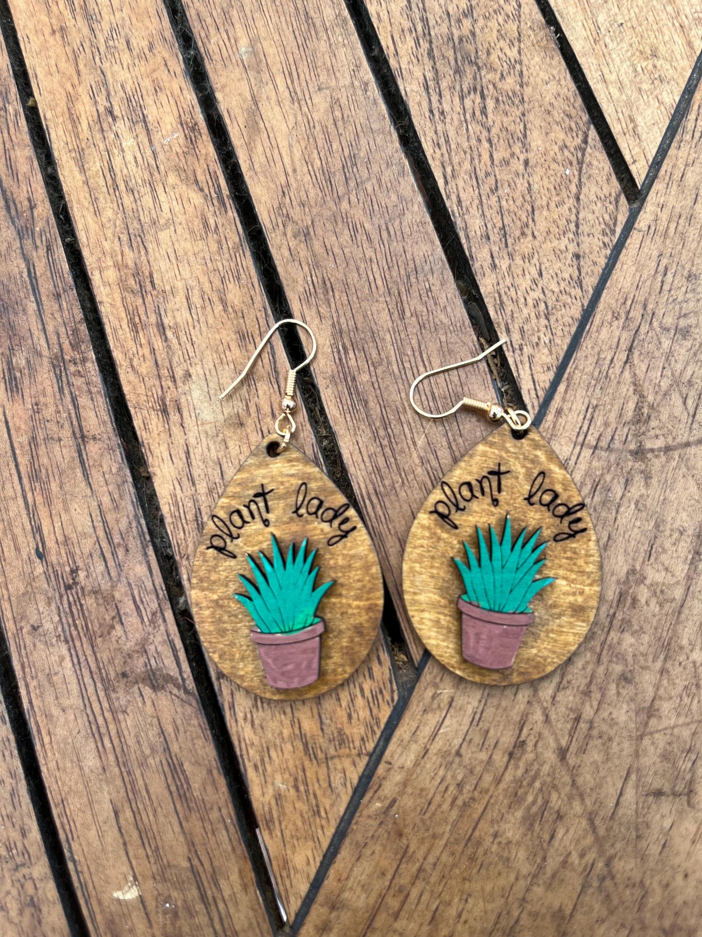 Orecchini Pendenti -Orecchini Lady Plant-Orecchini in legno -Incisione laser-Orecchini Pianta grassa