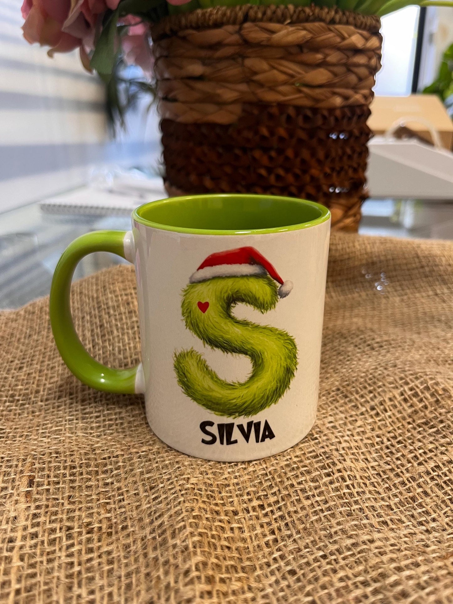 Tazza Personalizzata-Lettera dell'Alfabeto GRINCH e Nome
