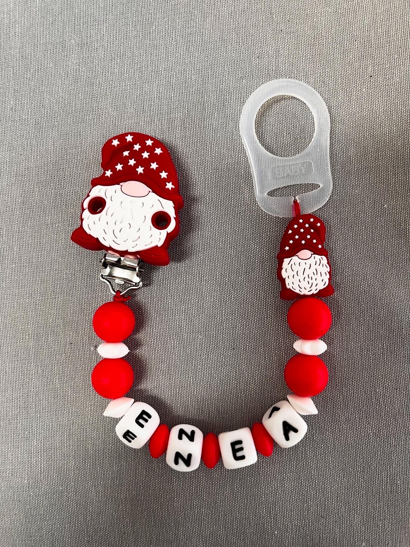 Catenella Portaciuccio Natalizia con Gnomo- personalizzata con Nome