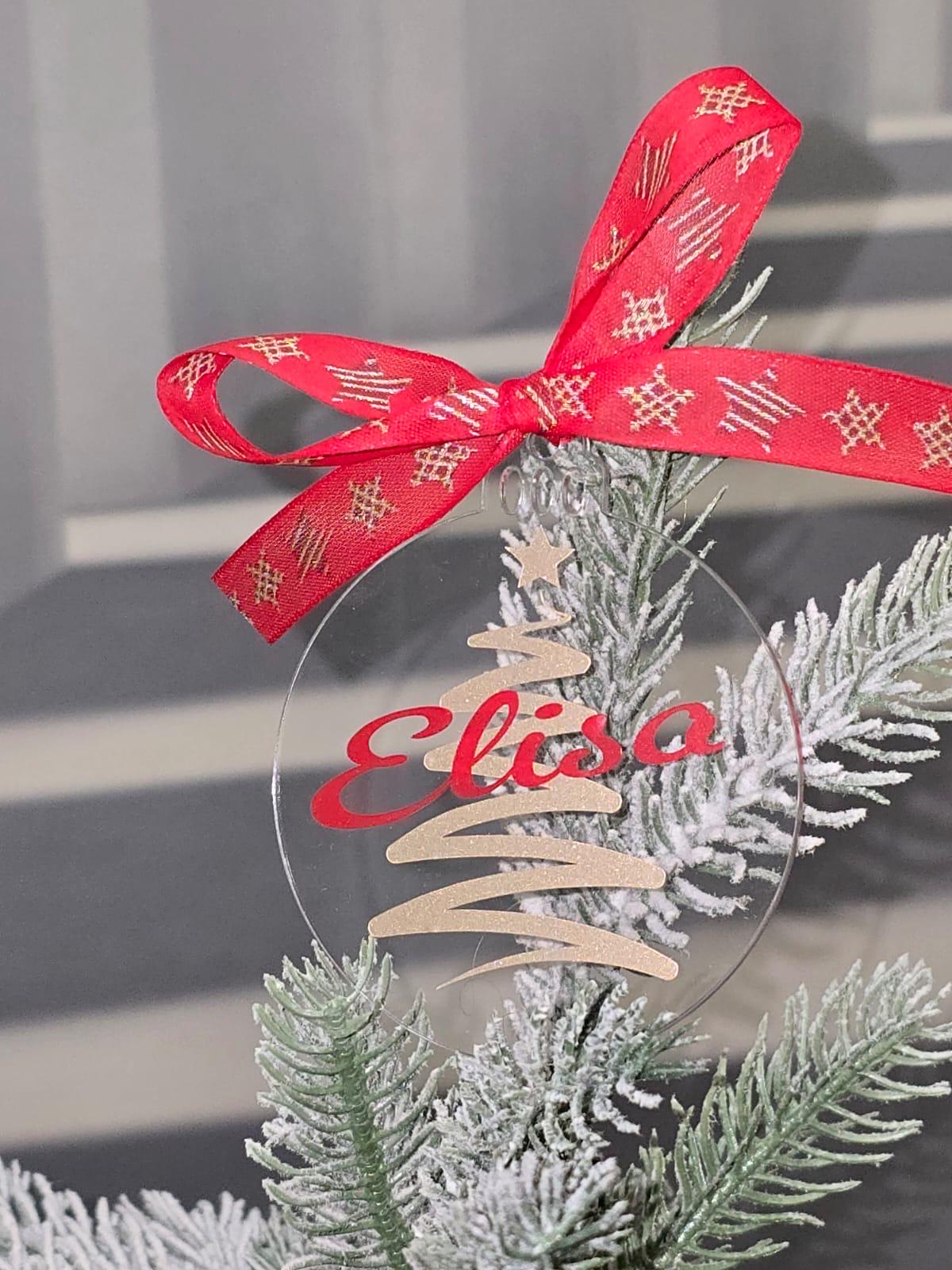 Pallina di Natale personalizzata in acrilico applicazioni in Vinile e Nome
