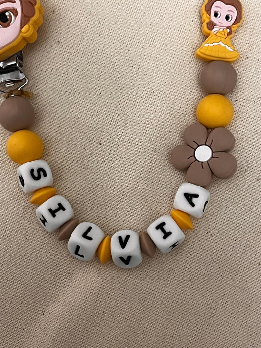 Catenella Portaciuccio con Belle - La bella e la Bestia-personalizzata con Nome