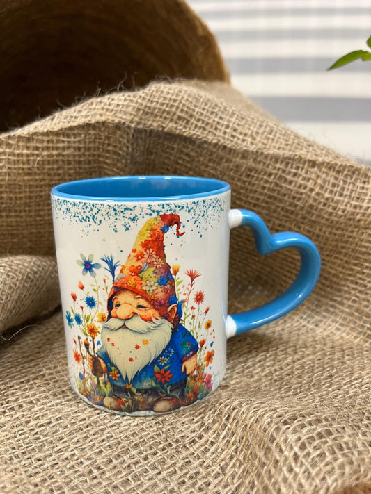 Tazza in ceramica  con Gnomo "Everyday is a chance to bloom" con Manico a Cuore