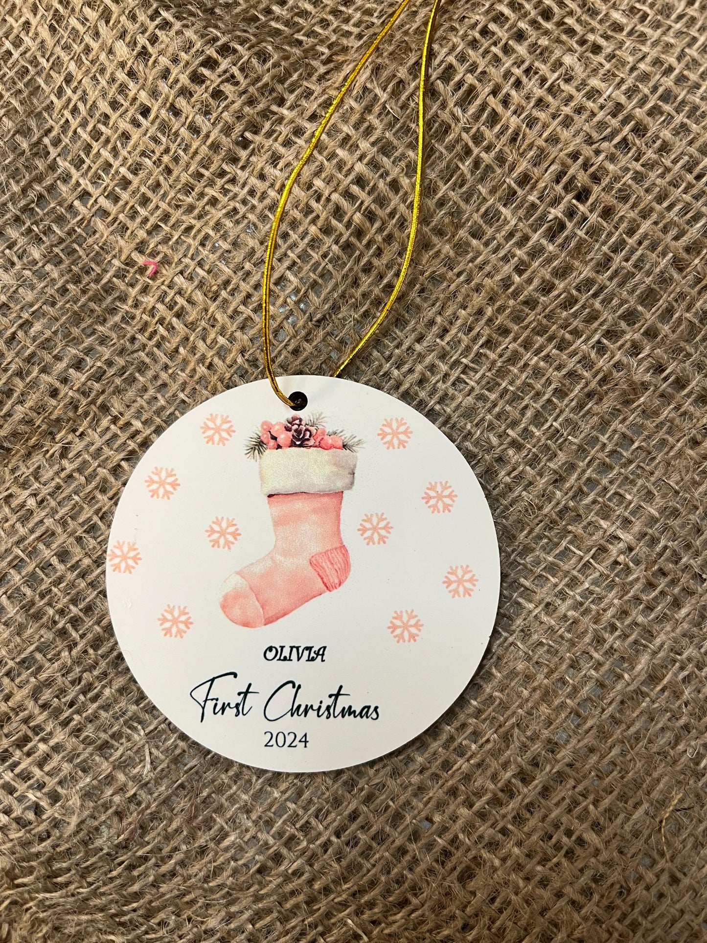 Ornamento Natalizio Primo Natale  Stampato su entrambi i lati o su un solo lato-Personalizzato con il nome