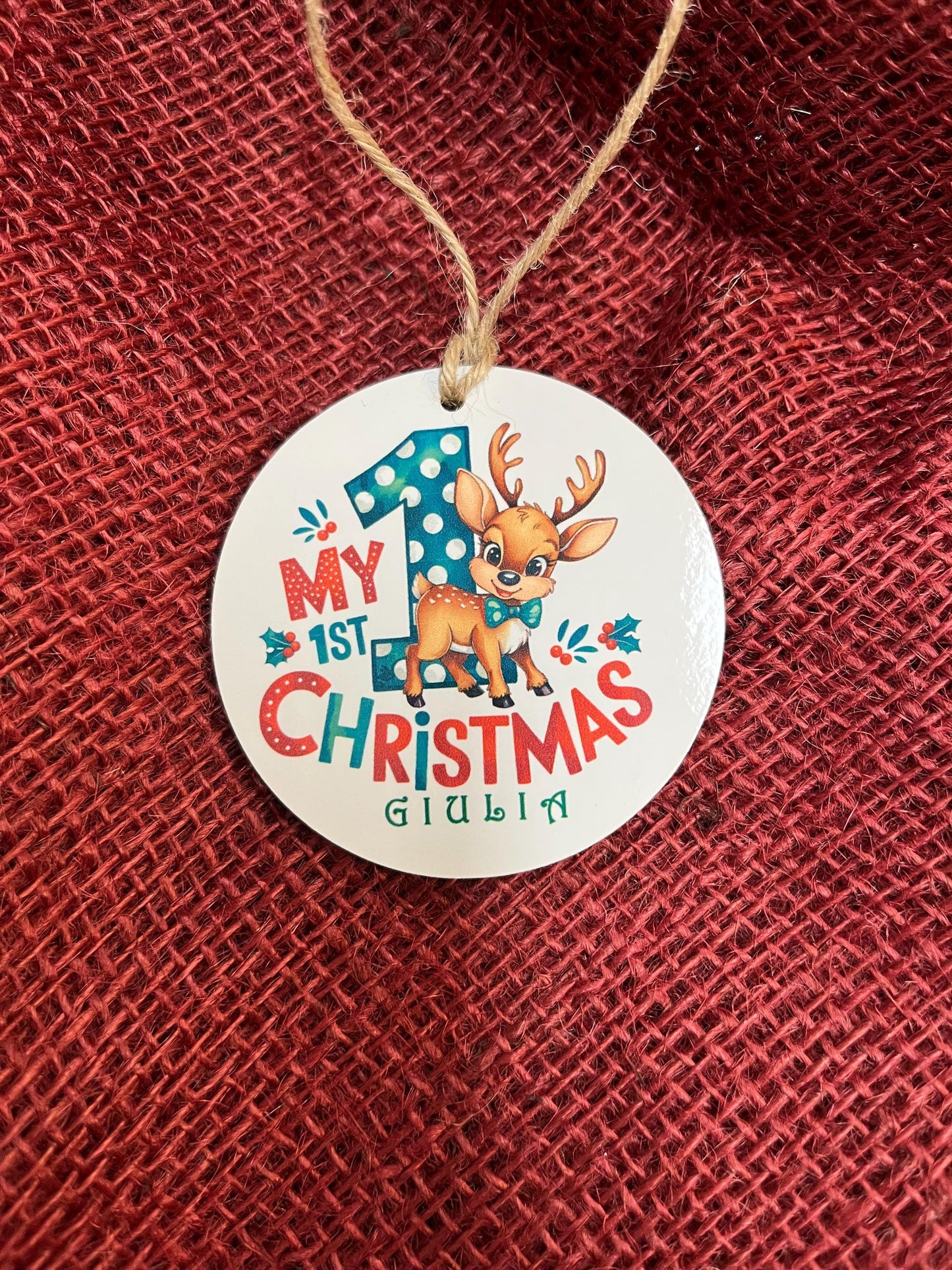 Ornamento Natalizio Primo Natale  Stampato su entrambi i lati o su un solo lato-Personalizzato con il nome