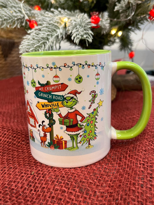 Tazza -Mug in ceramica Grinch Natalizio con cartelli Direzione