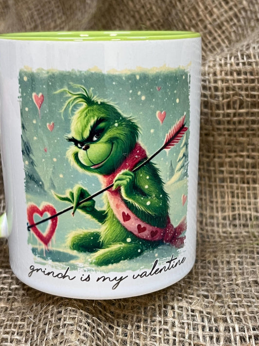 Tazza -Mug in ceramica Grinch Innamorato con freccia e cuore con Fronte e Retro Grinch is my valentine