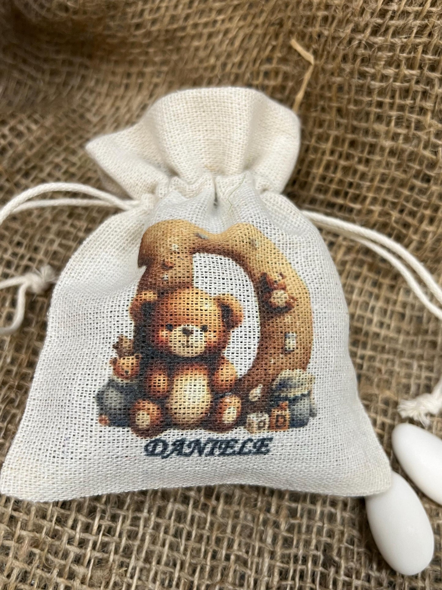 Sacchetto per bomboniera personalizzato-sacchetto per battesimo nascita compleanno comunione cresima-sacchetto personalizzato con nome