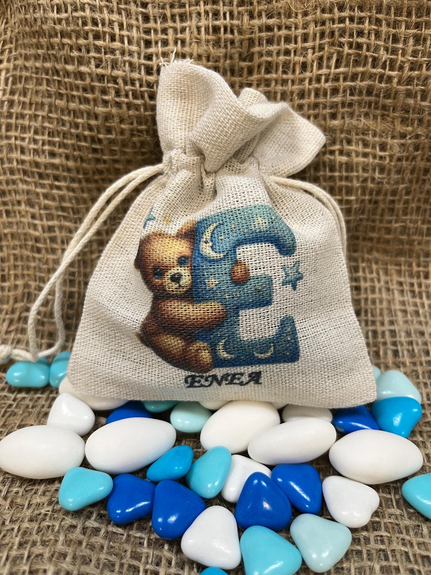 Sacchetto per bomboniera personalizzato-sacchetto per battesimo nascita compleanno comunione cresima Boy-sacchetto personalizzato con nome