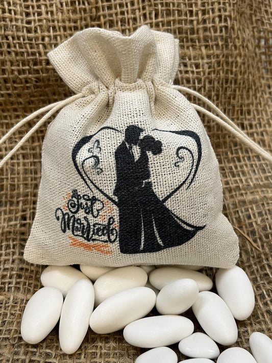Sacchetto per bomboniera personalizzato-sacchetto matrimonio-Sacchetto Just married