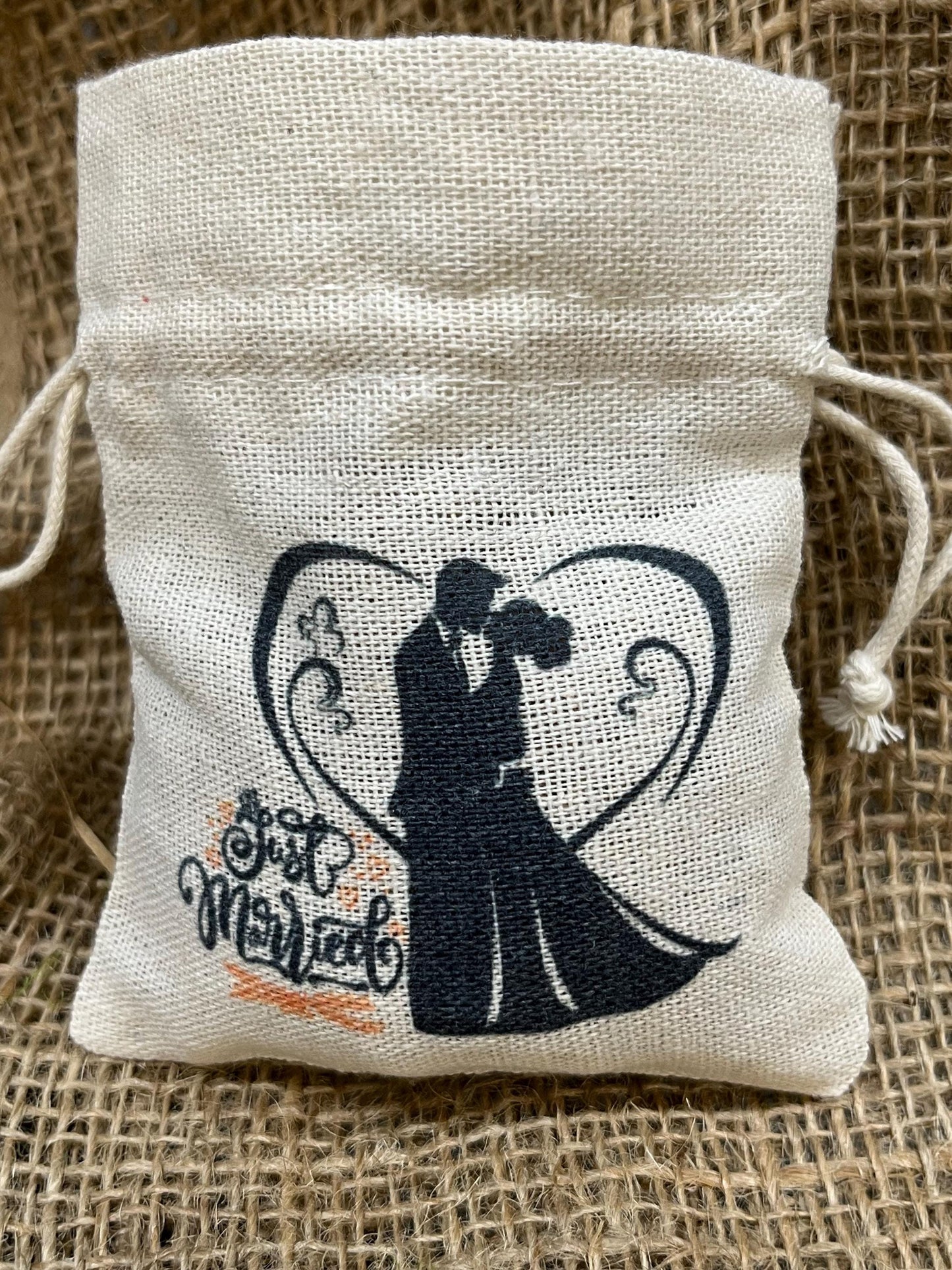 Sacchetto per bomboniera personalizzato-sacchetto matrimonio-Sacchetto Just married