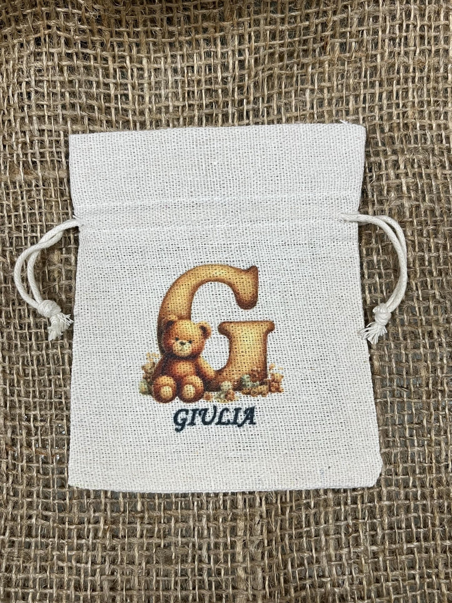 Sacchetto per bomboniera personalizzato-sacchetto per battesimo nascita compleanno comunione cresima-sacchetto personalizzato con nome