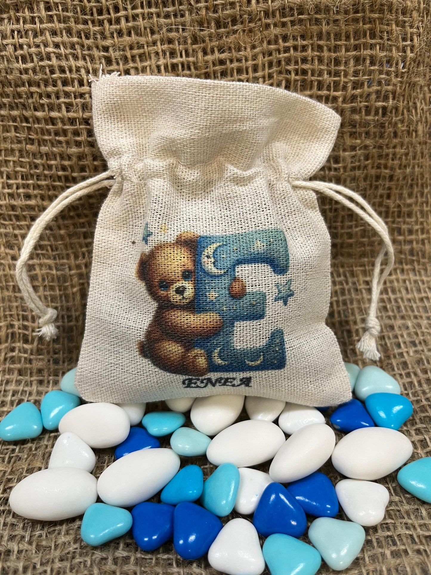 Sacchetto per bomboniera personalizzato-sacchetto per battesimo nascita compleanno comunione cresima Boy-sacchetto personalizzato con nome