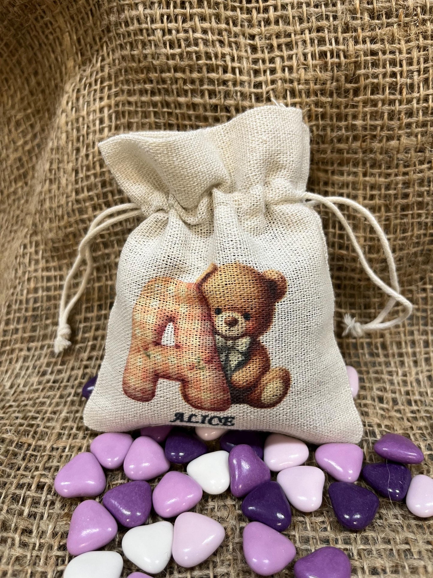 Sacchetto per bomboniera personalizzato-sacchetto per battesimo nascita compleanno comunione cresima girl-sacchetto personalizzato con nome