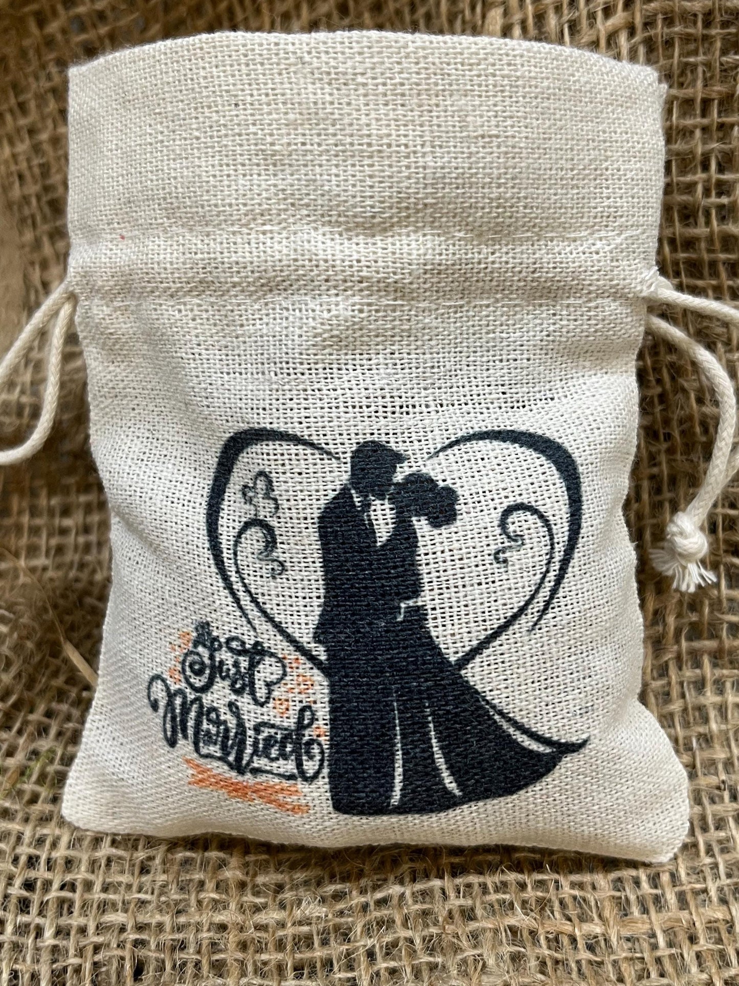 Sacchetto per bomboniera personalizzato-sacchetto matrimonio-Sacchetto Just married