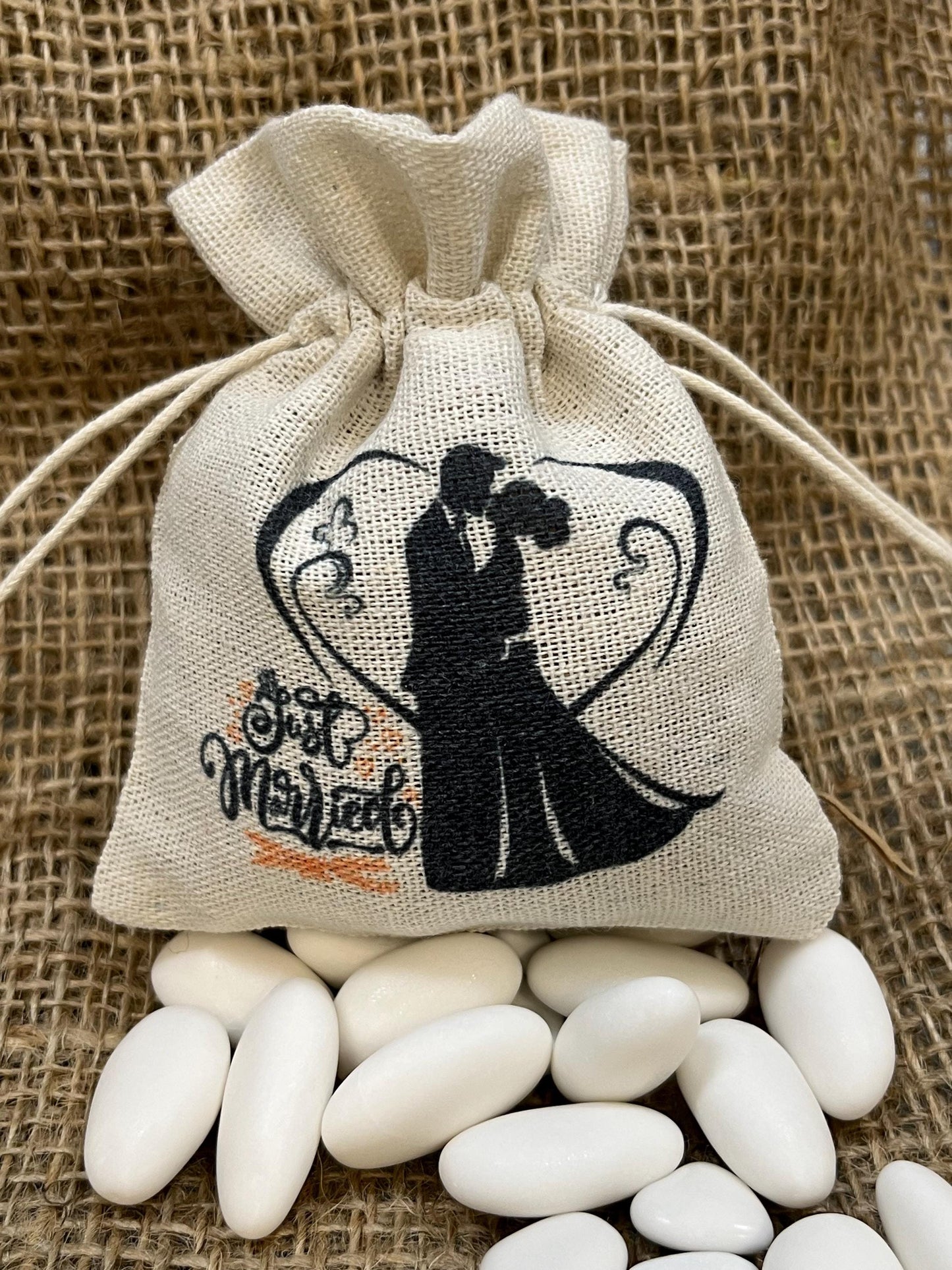 Sacchetto per bomboniera personalizzato-sacchetto matrimonio-Sacchetto Just married