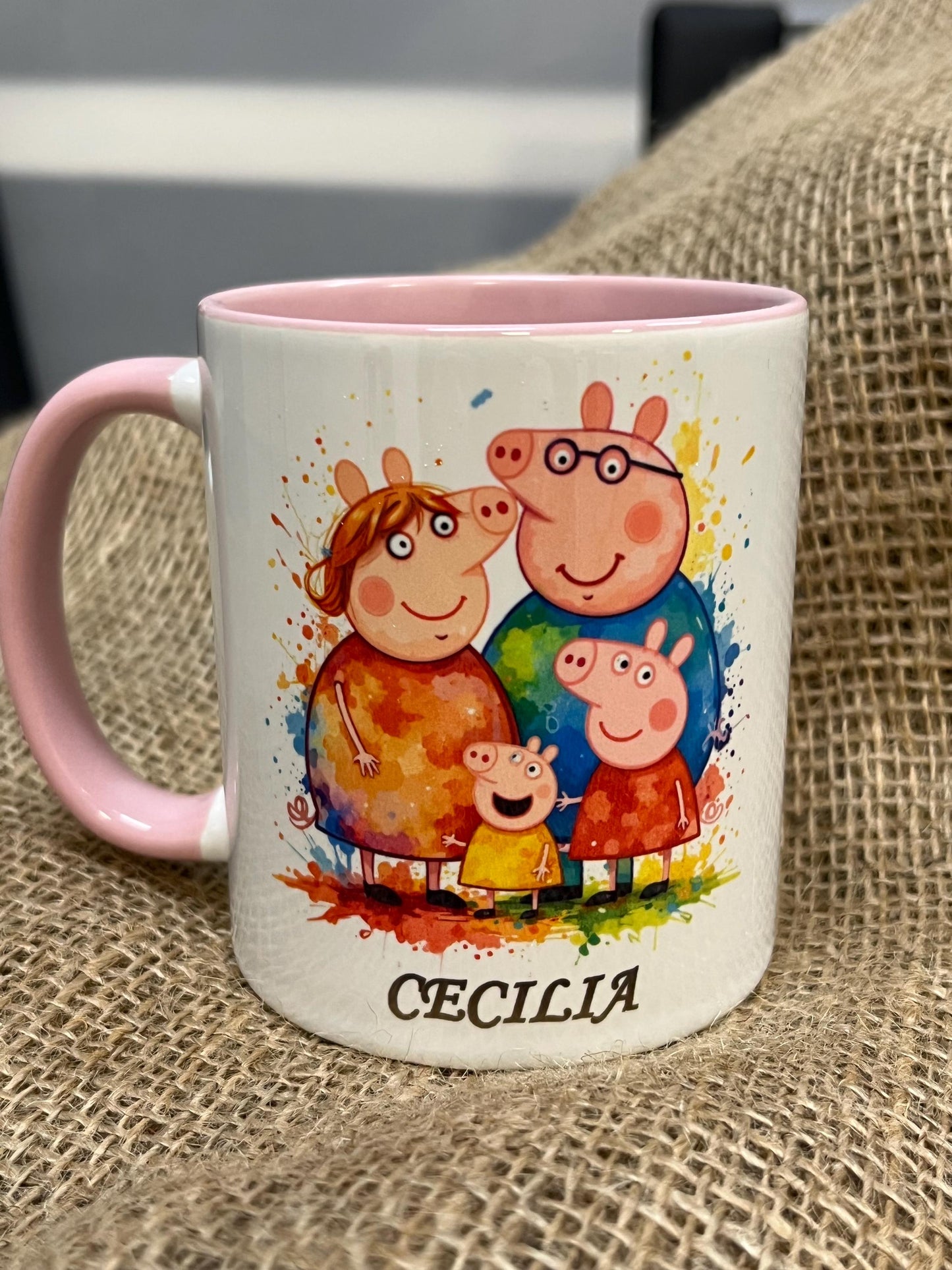 Tazza in ceramica -Mug Personalizzata-Peppa Pig e la sua Famiglia