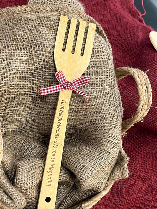 Mestolo personalizzato -Forchettone-Incisione Laser personalizzata-Bomboniera regalo personalizzato