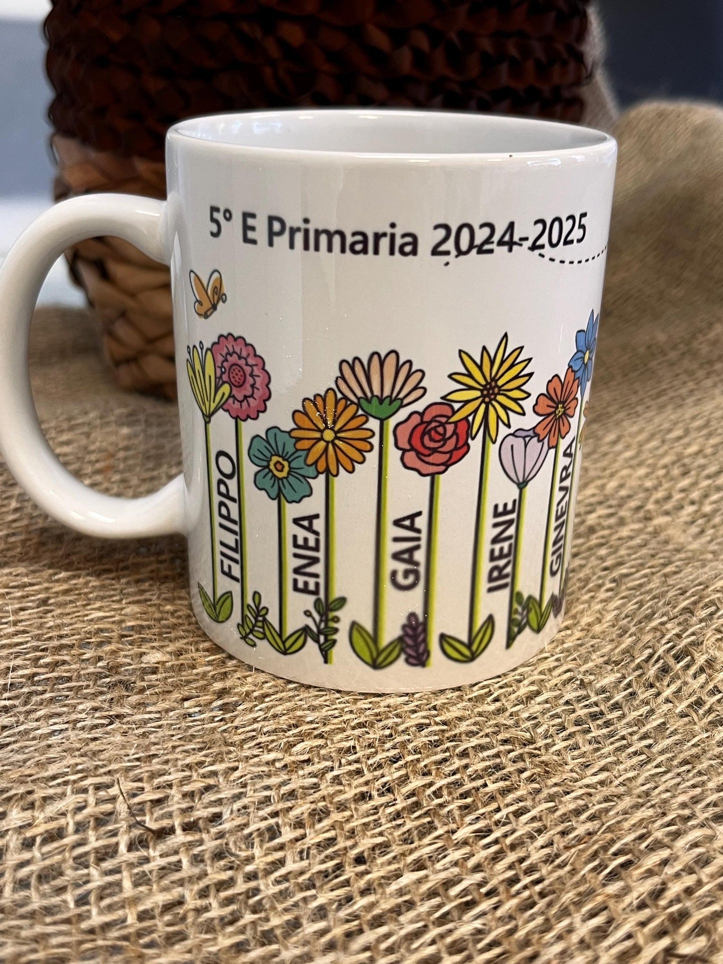 Tazza in ceramica Grazie Maestra da parte degli alunni-Tazza personalizzata con nome di alunni e Maestra