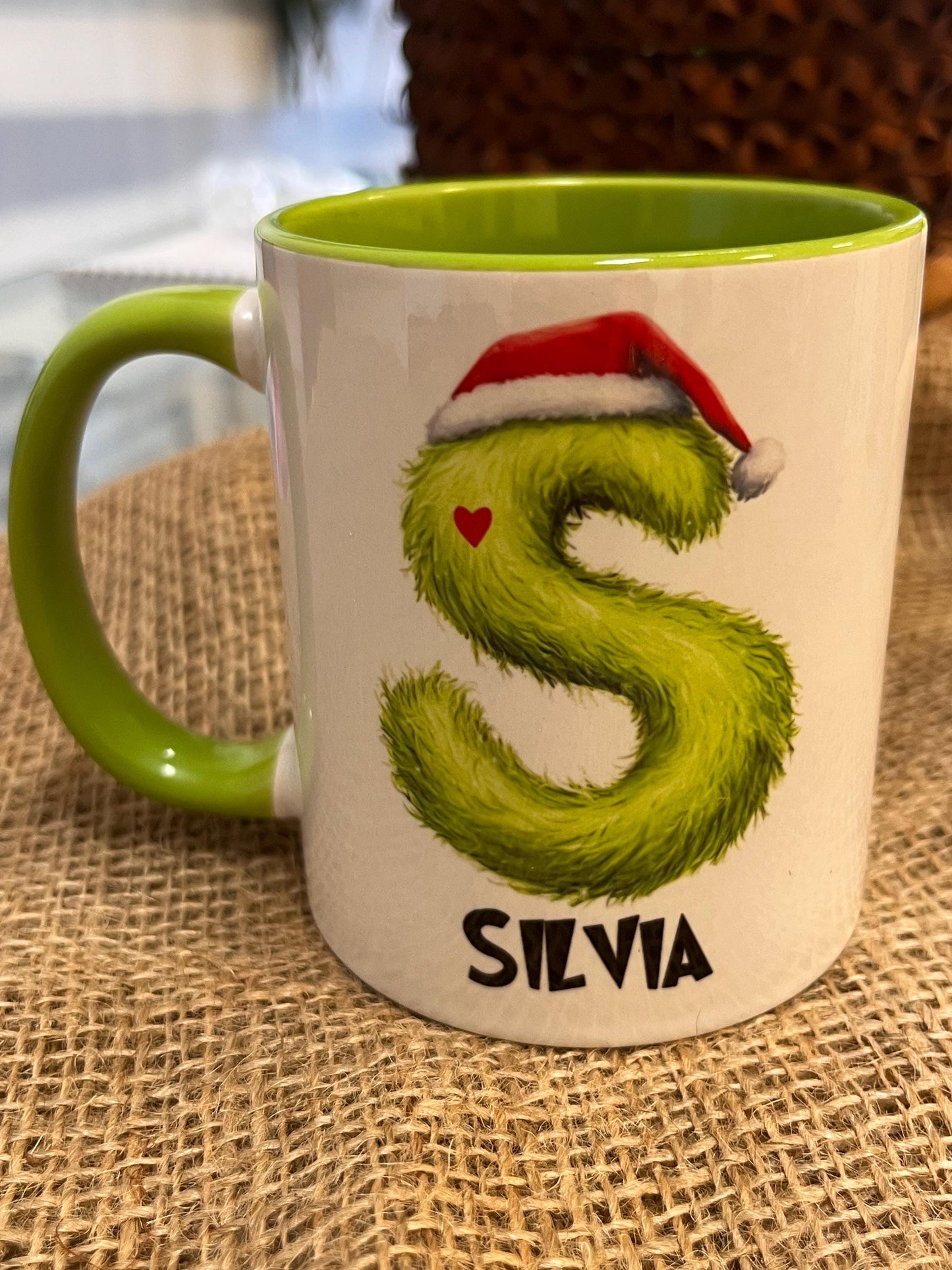 Tazza Personalizzata-Lettera dell'Alfabeto GRINCH e Nome