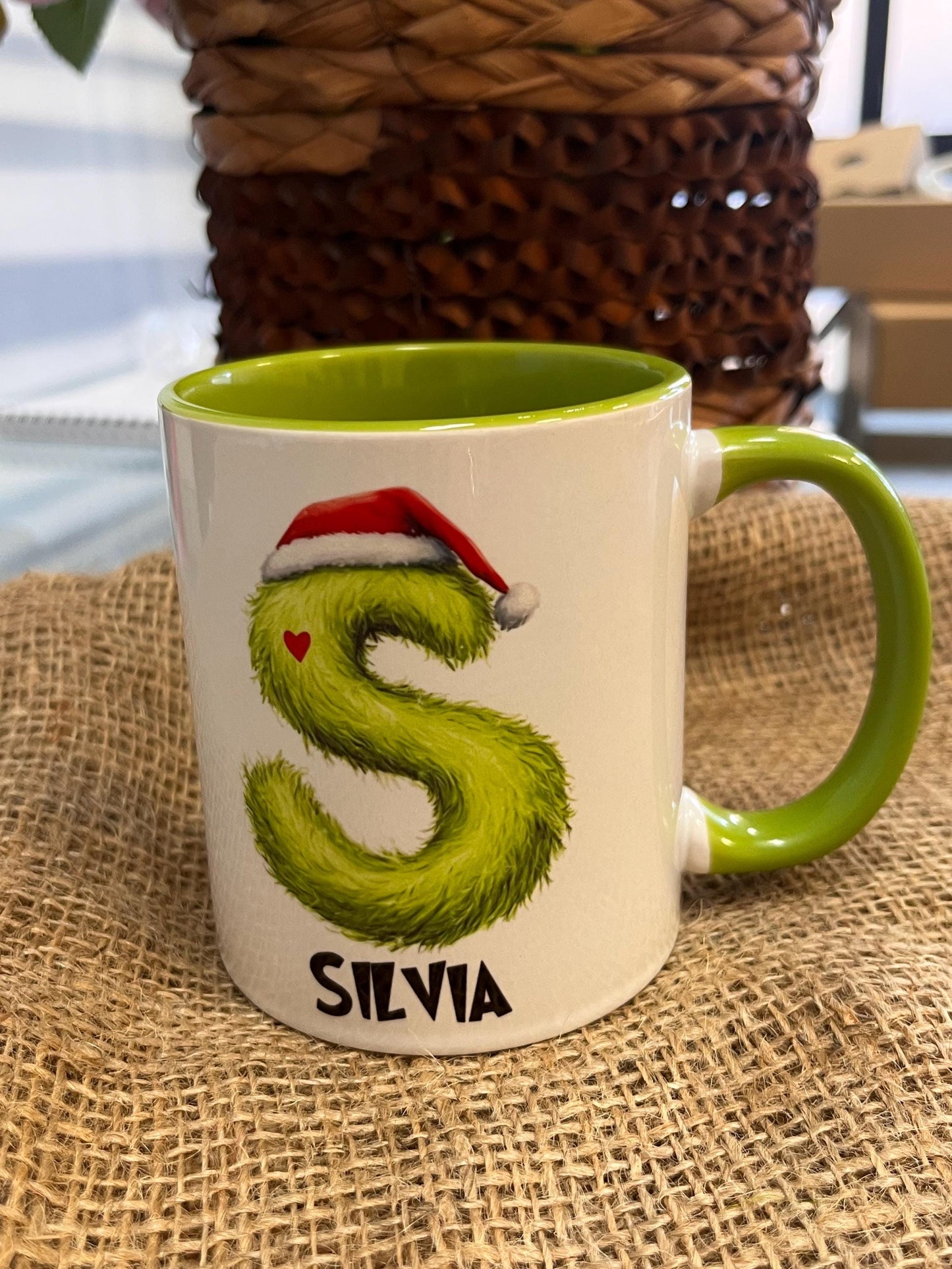 Tazza Personalizzata-Lettera dell'Alfabeto GRINCH e Nome