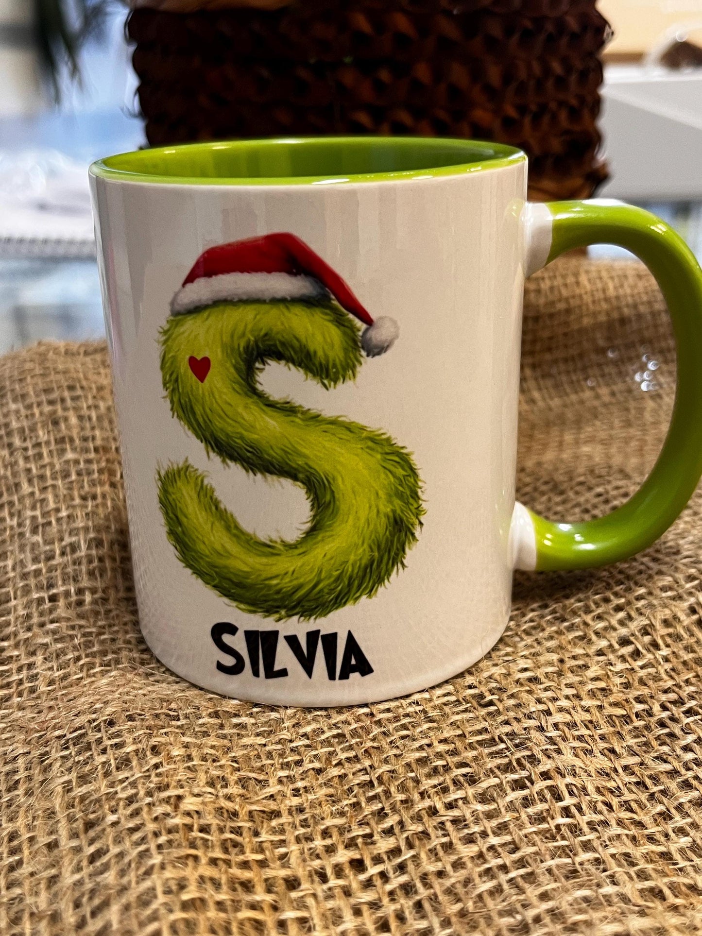 Tazza Personalizzata-Lettera dell'Alfabeto GRINCH e Nome