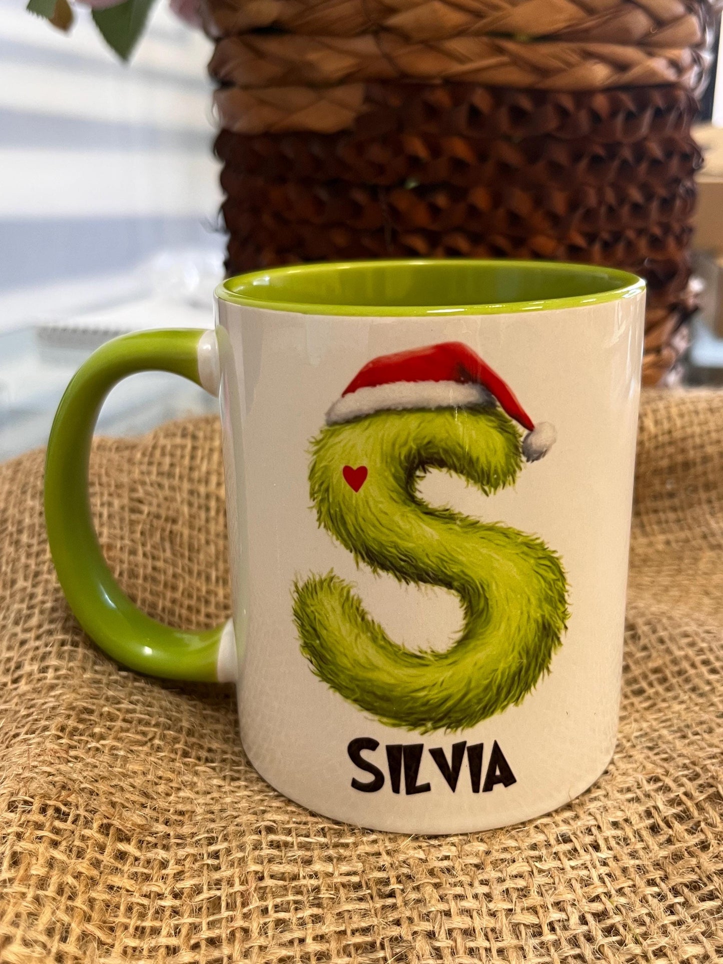 Tazza Personalizzata-Lettera dell'Alfabeto GRINCH e Nome