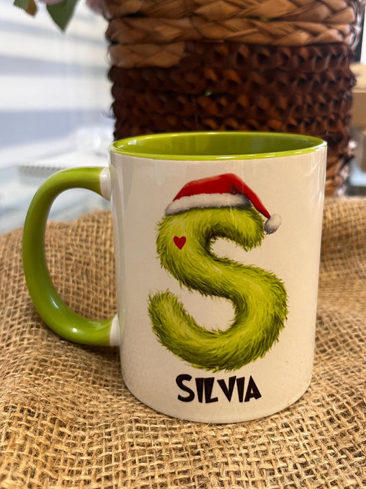 Tazza Personalizzata-Lettera dell'Alfabeto GRINCH e Nome