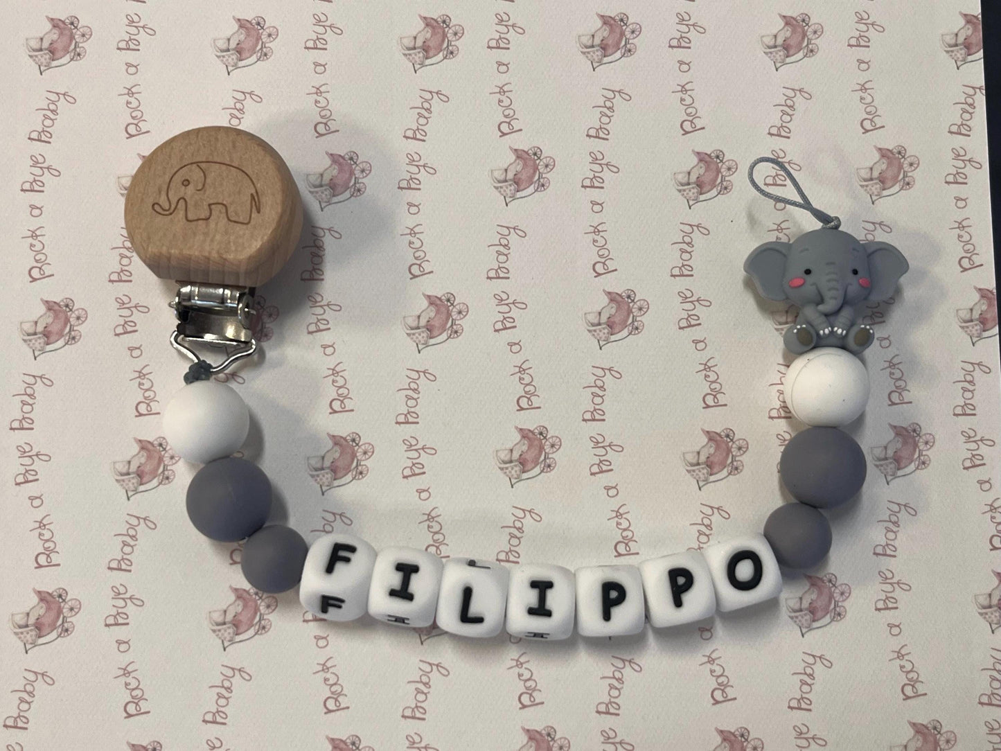 Catenella Portaciuccio con Elefantino personalizzata con Nome