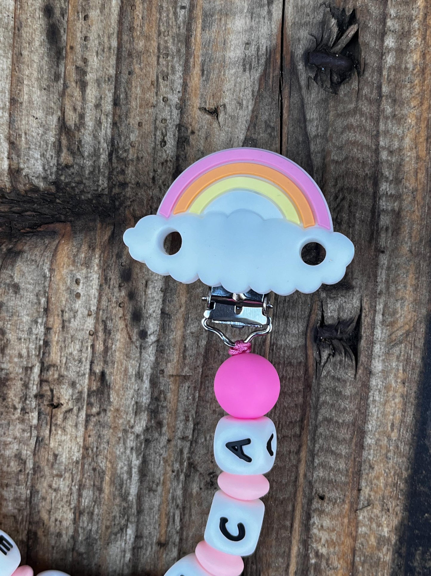 Catenella Portaciuccio con  Arcobaleno personalizzata con Nome