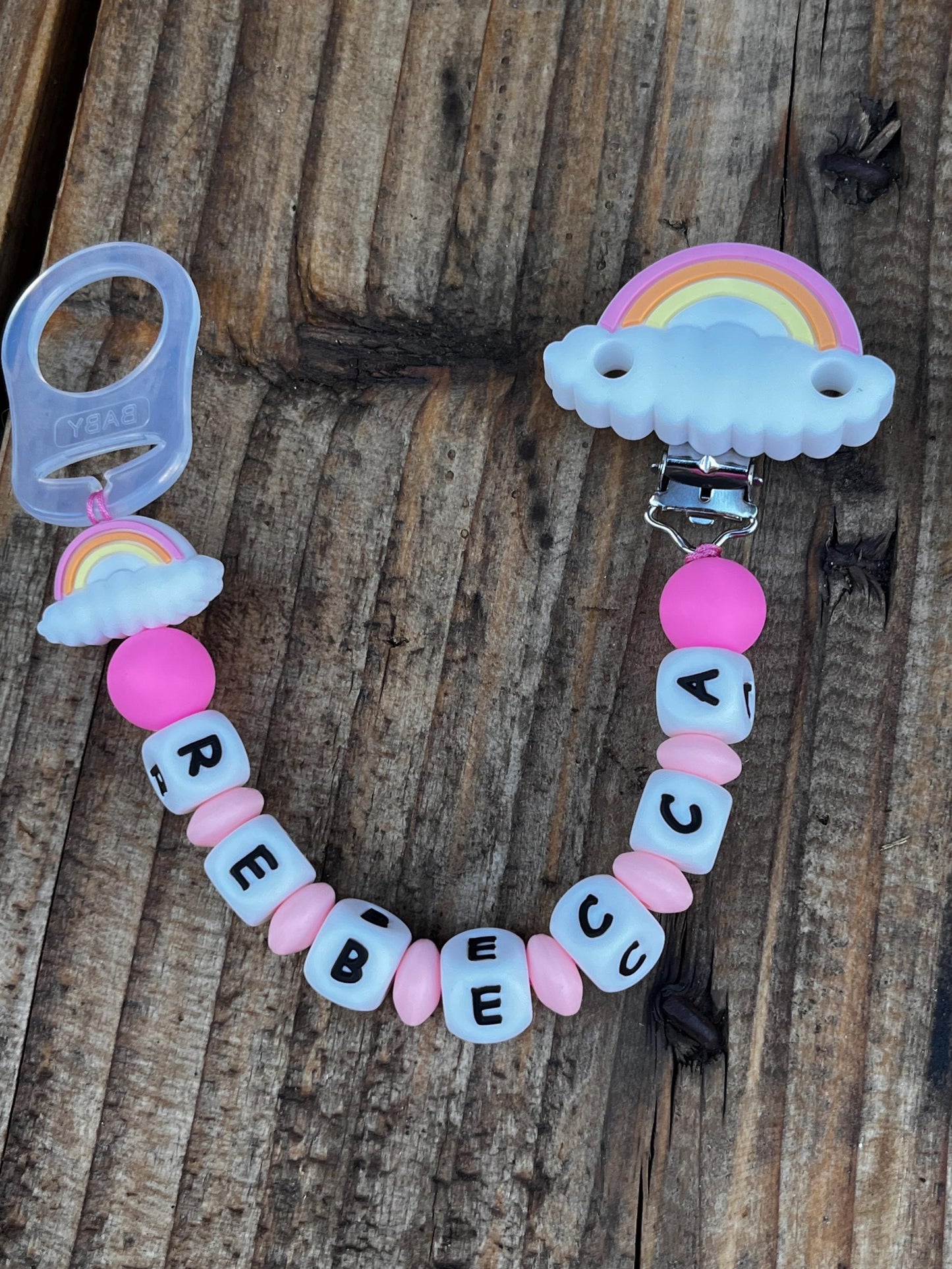 Catenella Portaciuccio con  Arcobaleno personalizzata con Nome