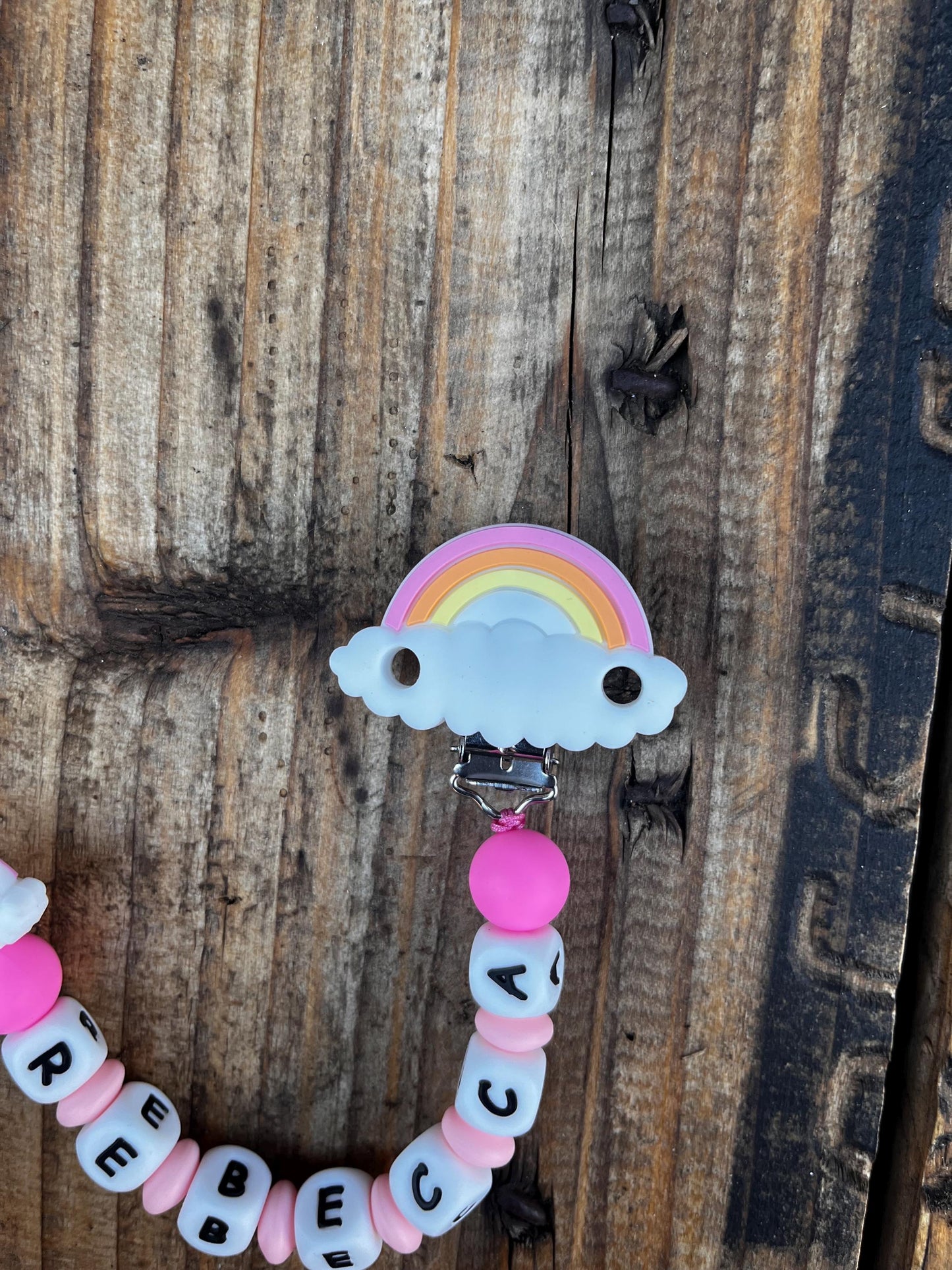 Catenella Portaciuccio con  Arcobaleno personalizzata con Nome