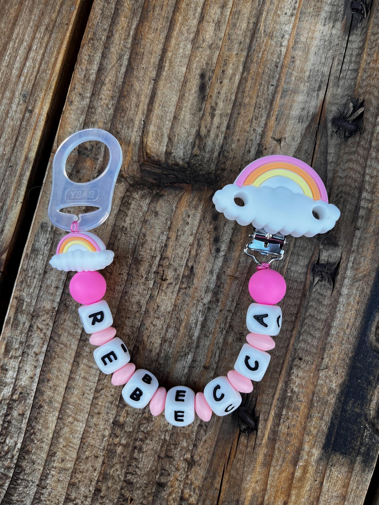 Catenella Portaciuccio con  Arcobaleno personalizzata con Nome