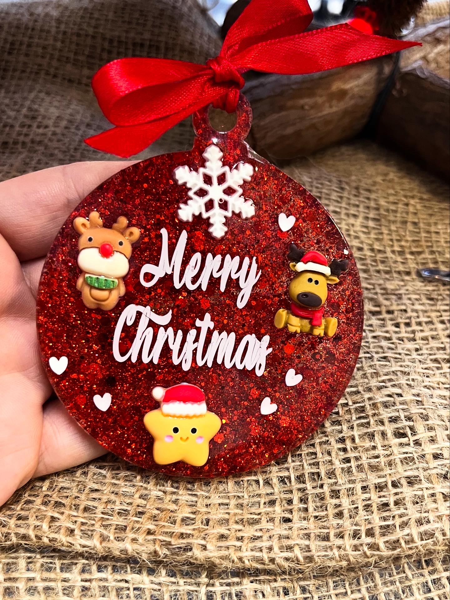 Pallina di Natale personalizzata in Resina Epossidica con Glitter Decorazioni e Vinile