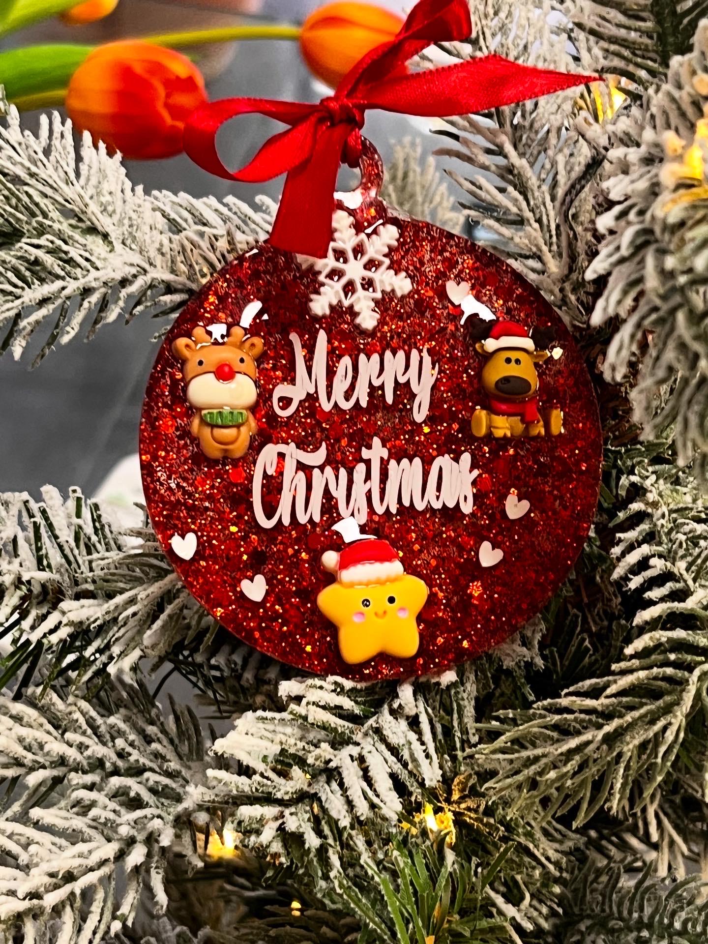 Pallina di Natale personalizzata in Resina Epossidica con Glitter Decorazioni e Vinile