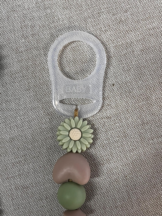 Catenella Portaciuccio con Girasole- Clip  di diversi colori-personalizzata con Nome