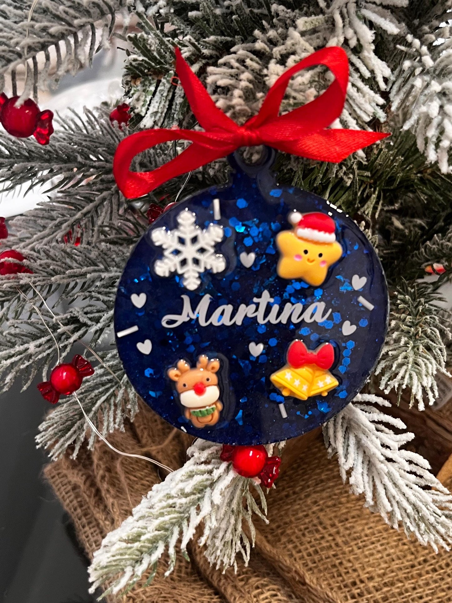 Pallina di Natale personalizzata con None in Resina Epossidica con Glitter Decorazioni e Vinile