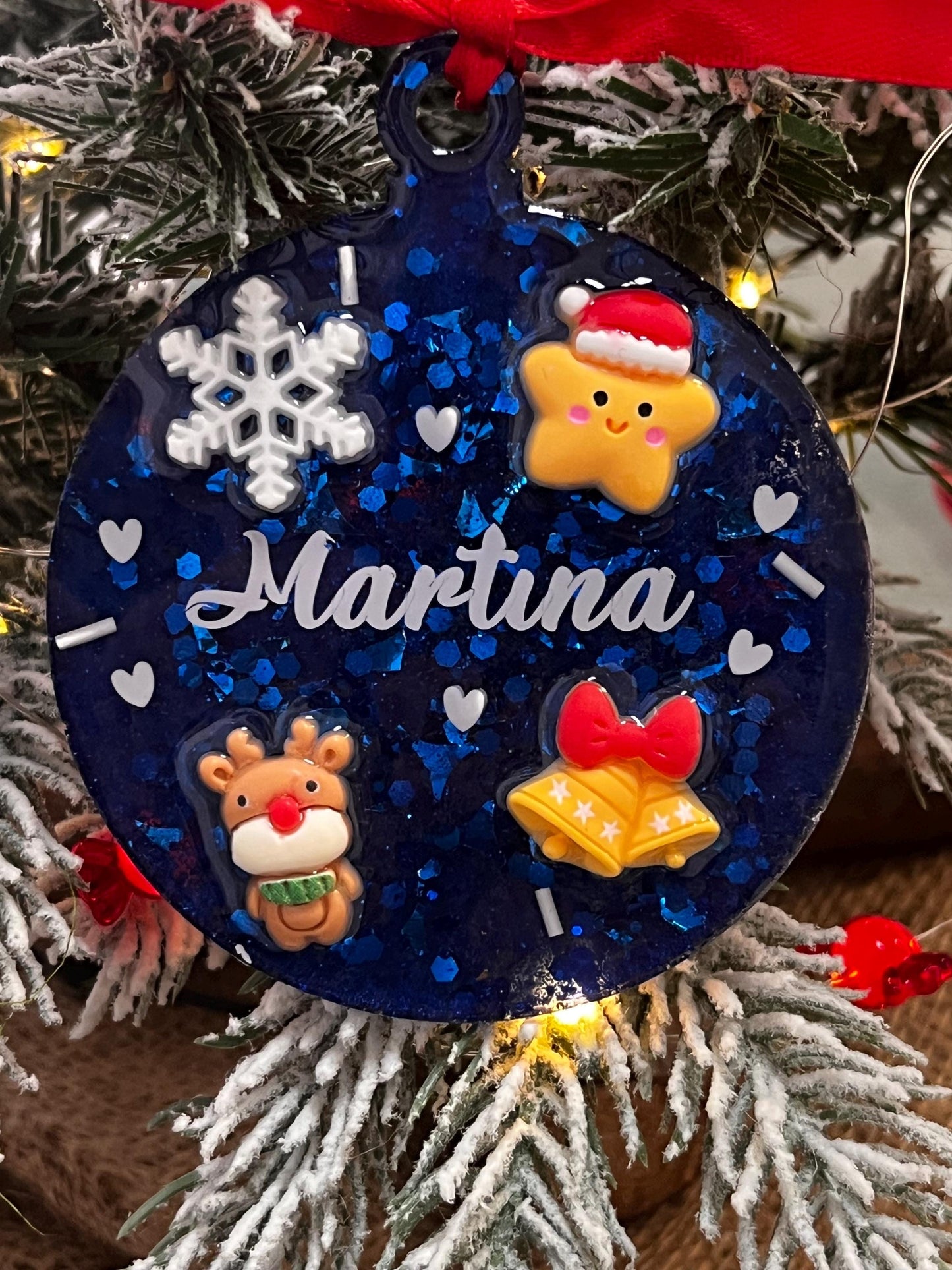 Pallina di Natale personalizzata con None in Resina Epossidica con Glitter Decorazioni e Vinile