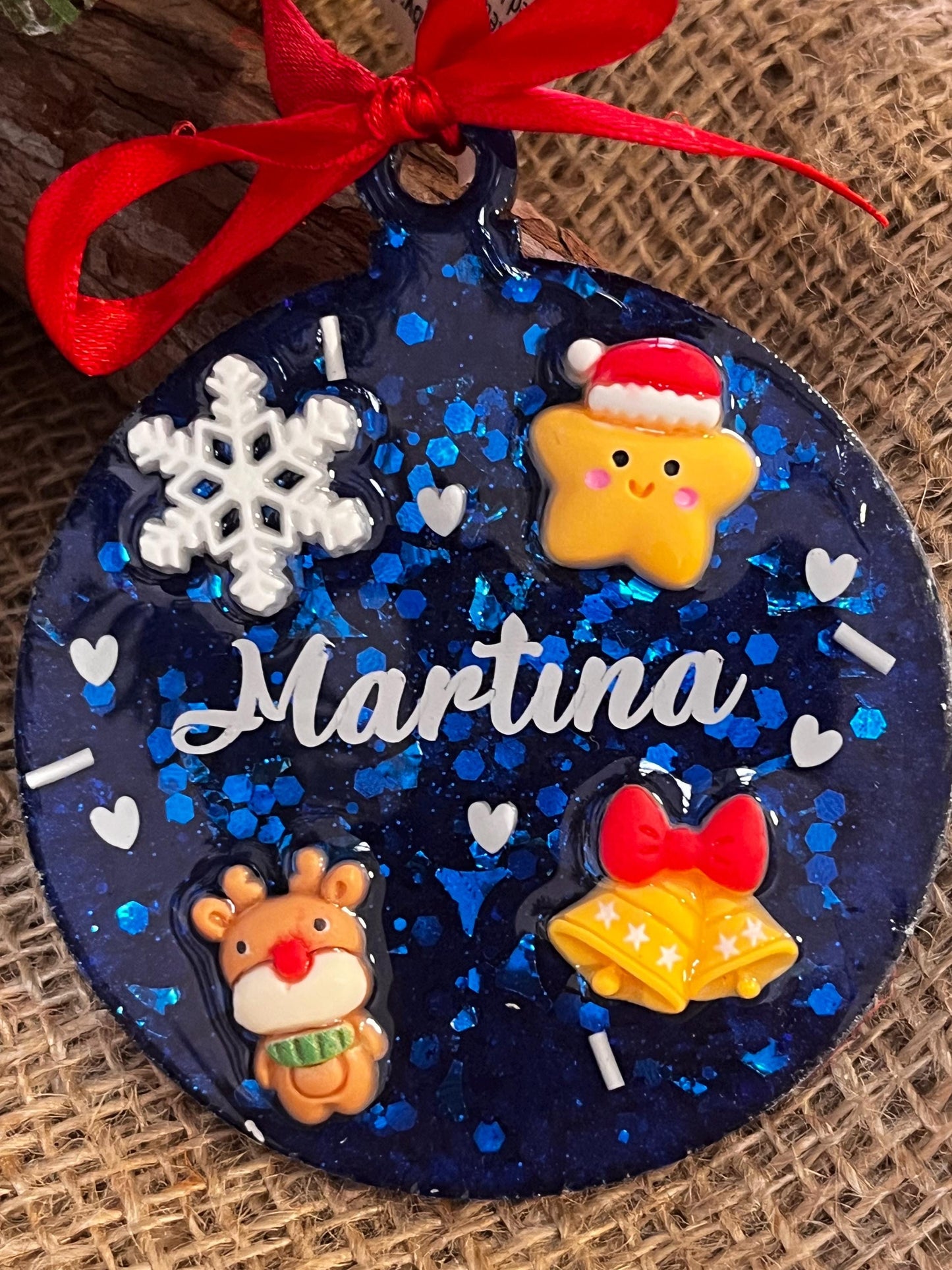 Pallina di Natale personalizzata con None in Resina Epossidica con Glitter Decorazioni e Vinile