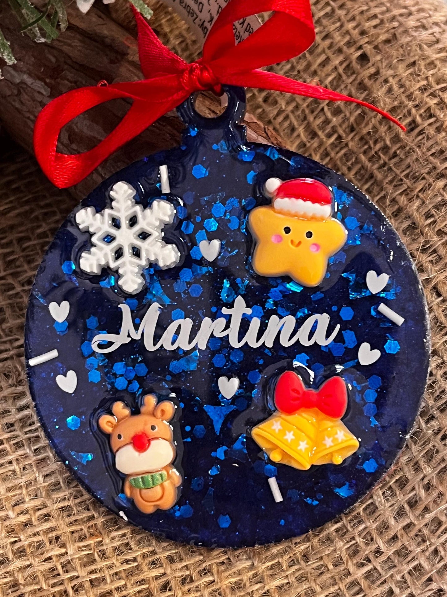 Pallina di Natale personalizzata con None in Resina Epossidica con Glitter Decorazioni e Vinile