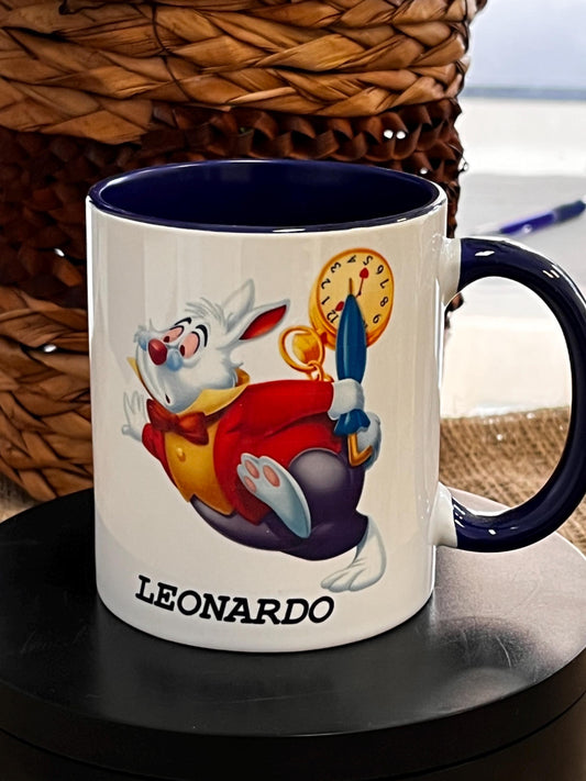 Tazza in ceramica personalizzata -Bianconiglio di Alice nel Paese delle Meraviglie