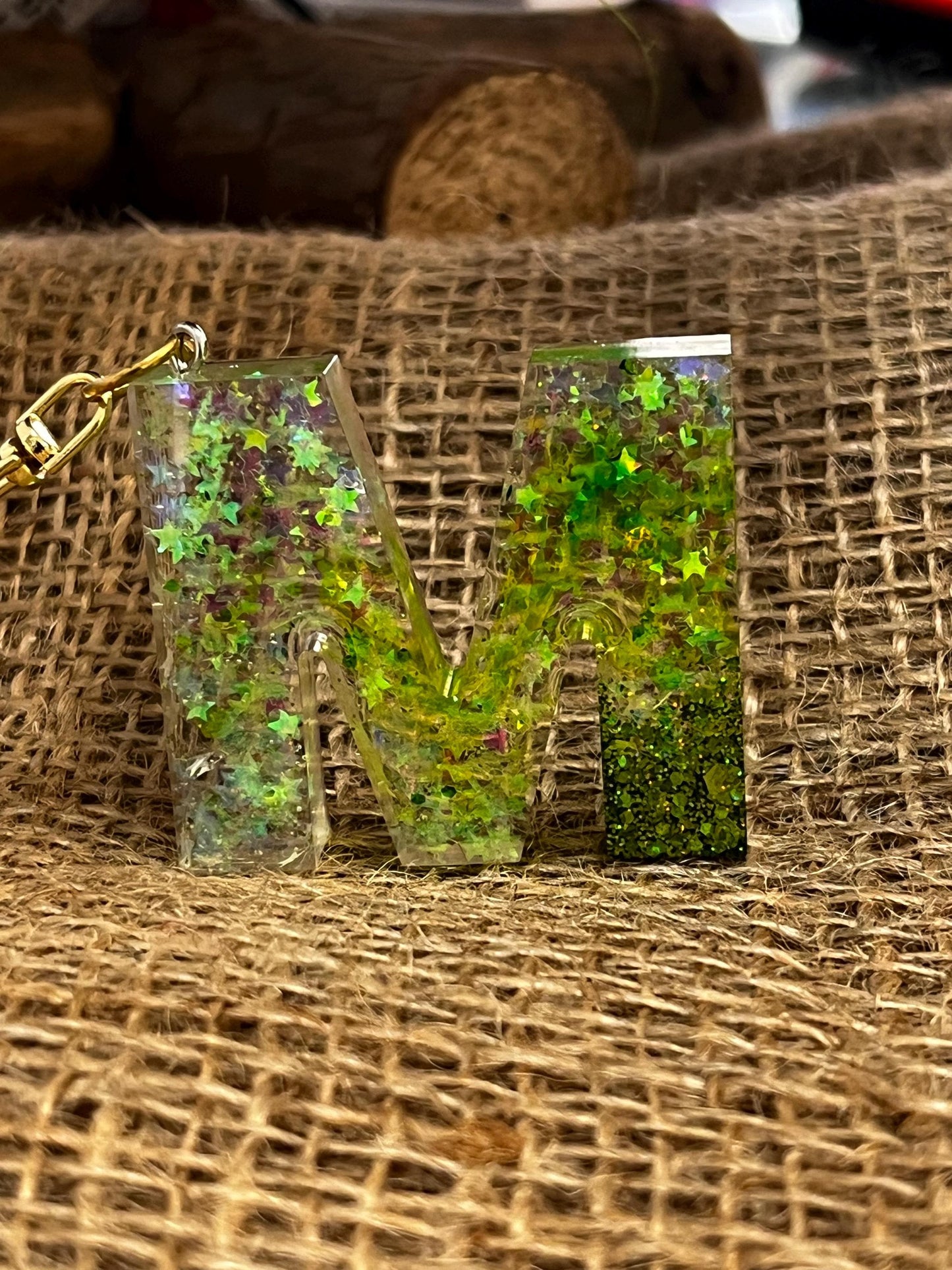 Portachiavi  del Grinch in resina epossidica con lettera dellalfabeto