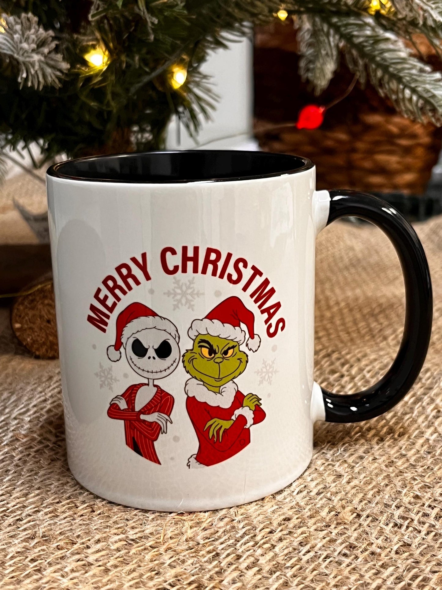 Tazza -Mug in ceramica Nightmare before Christmas-GrinchJack e Grinch amici per Natale -Jack and Grinch friends to Christmas