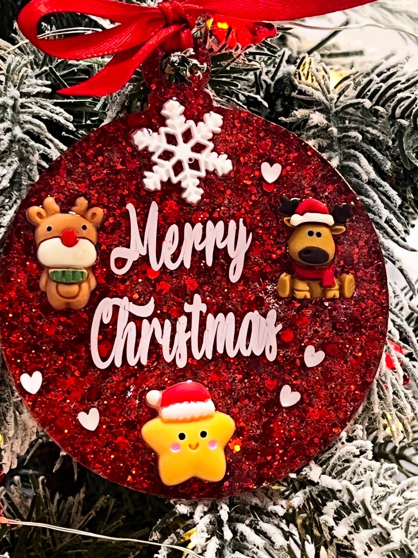 Pallina di Natale personalizzata in Resina Epossidica con Glitter Decorazioni e Vinile