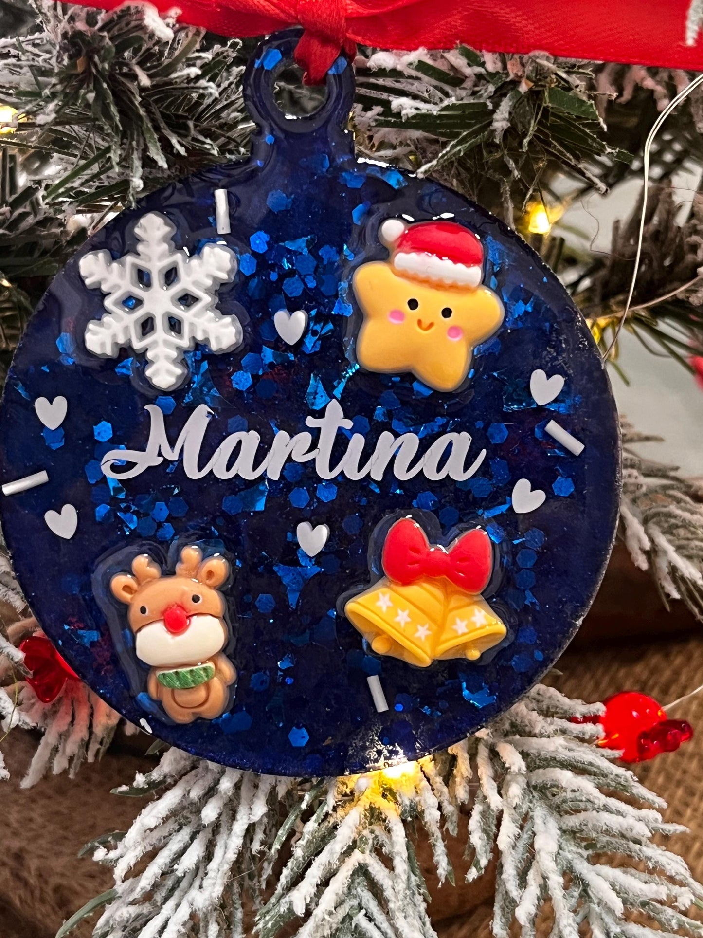 Pallina di Natale personalizzata con None in Resina Epossidica con Glitter Decorazioni e Vinile