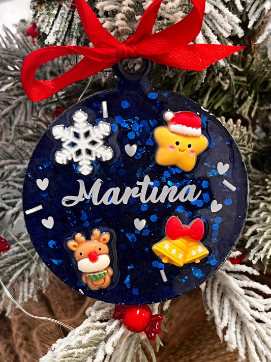 Pallina di Natale personalizzata con None in Resina Epossidica con Glitter Decorazioni e Vinile