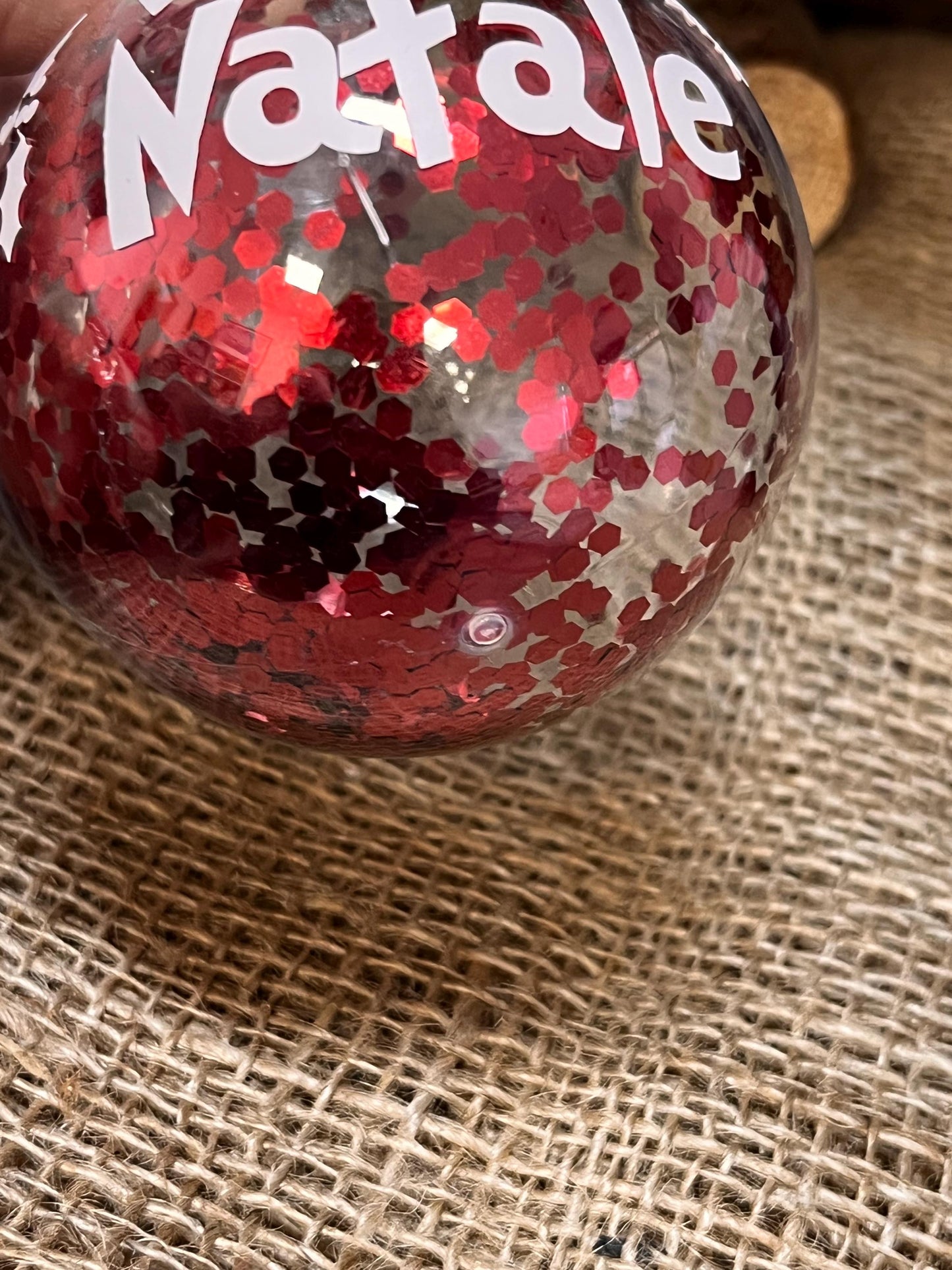 Pallina di Natale personalizzata in plastica  con Glitter Decorazioni e Vinile